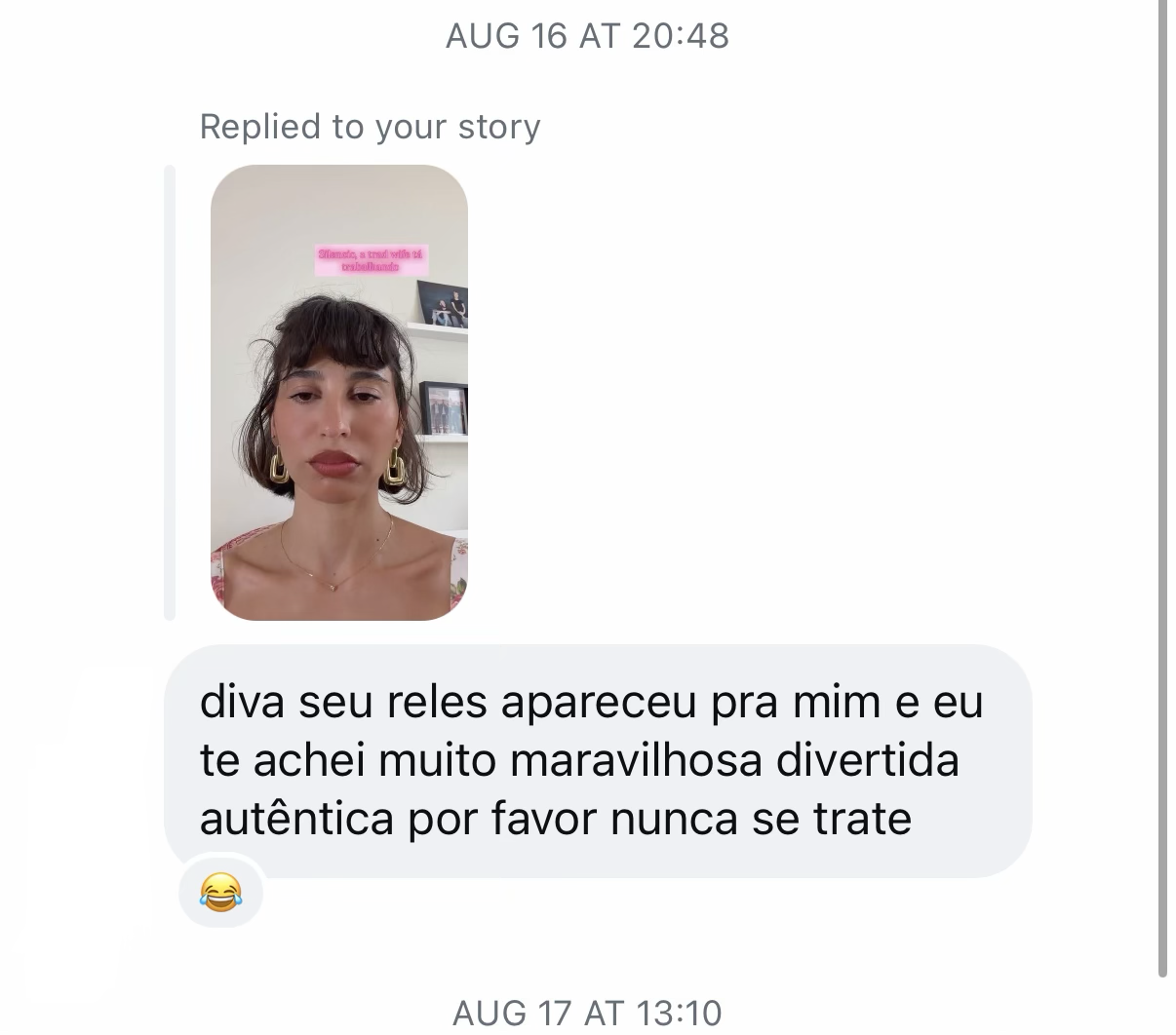 Mensagem de uma pessoa da comunidade de Cissa no Instagram 2