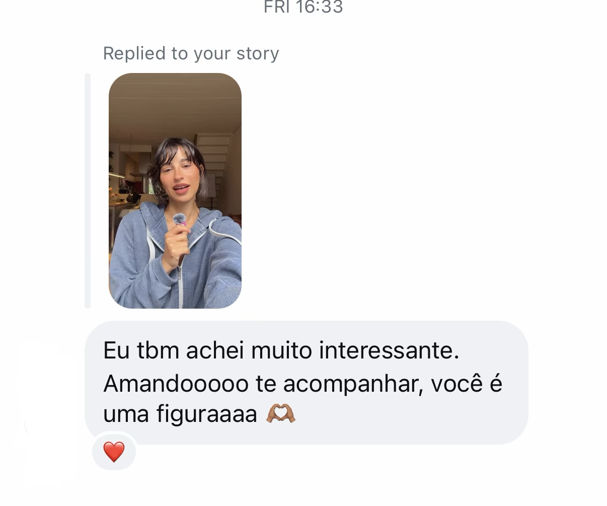 Mensagem de uma pessoa da comunidade de Cissa no Instagram 7