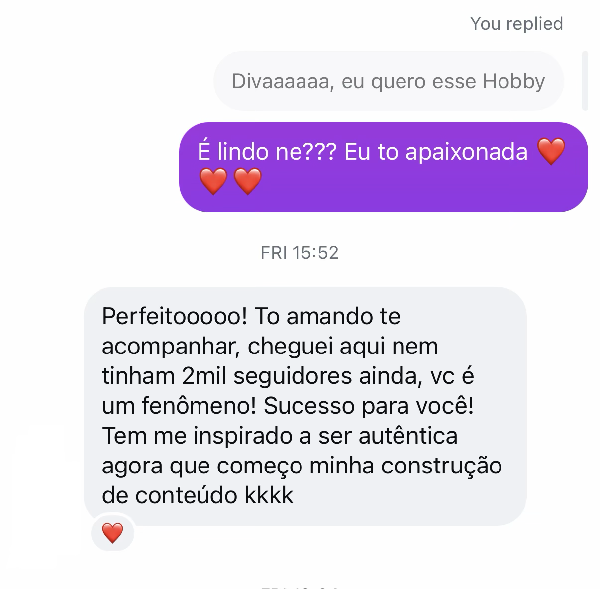Mensagem de uma pessoa da comunidade de Cissa no Instagram 3